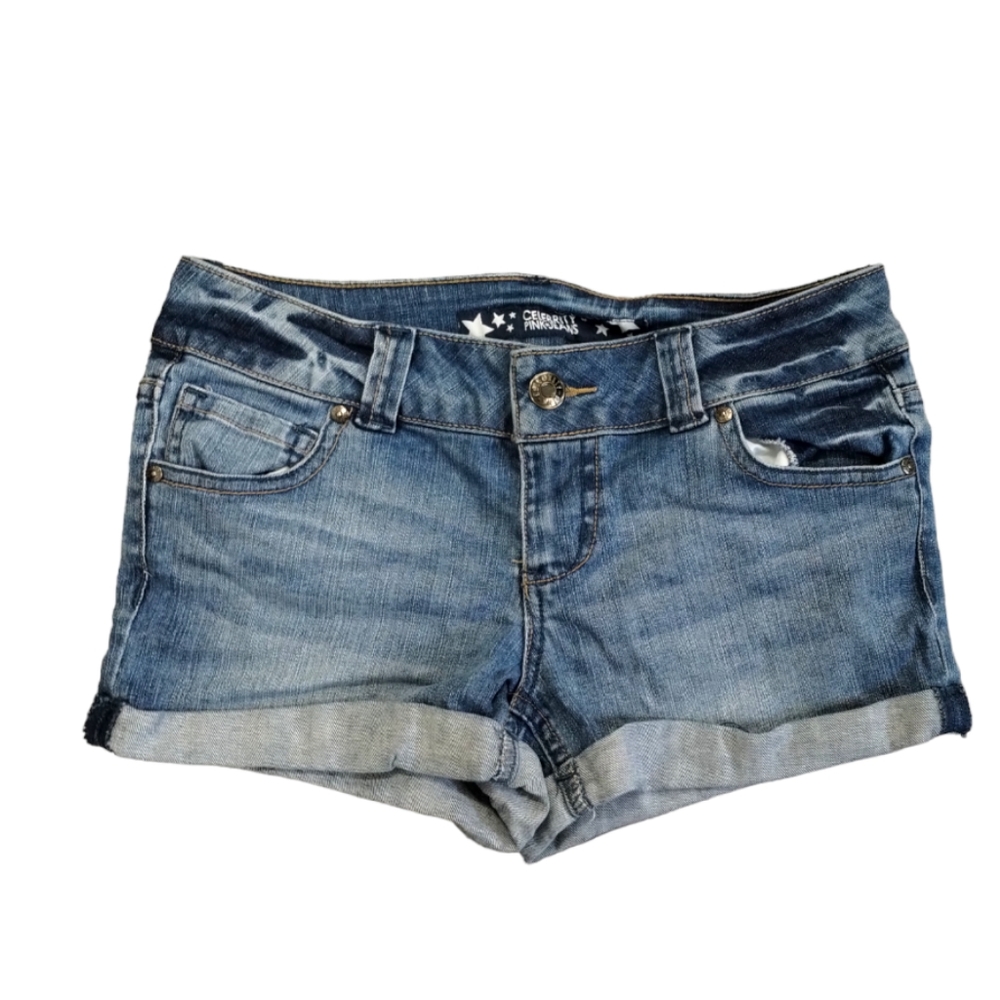 •Celebrity Pink Jeans Girl Size 7 basic Summer  Denim casual Rolled Cuff Shorts